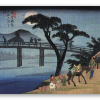 Hiroshige Man on horseback crossing a bridge