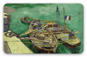 Vincent van Gogh Quay with men unloading sand barges (1888)
