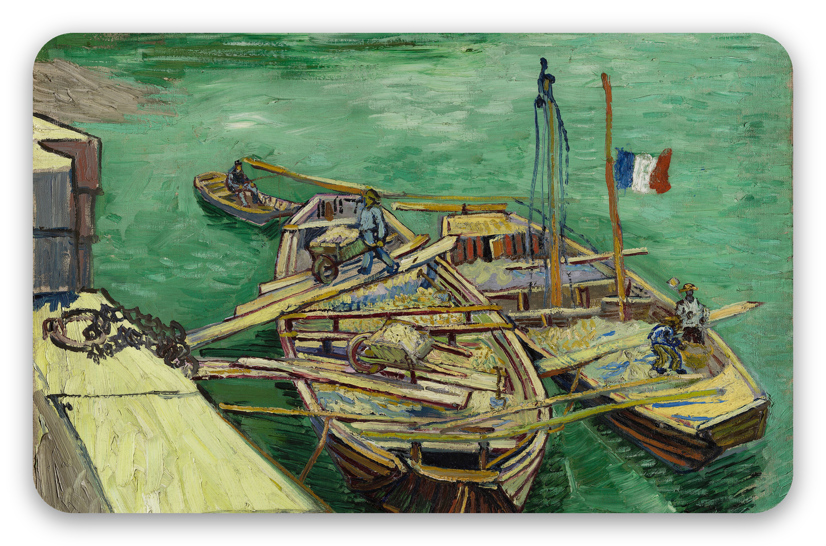 Vincent van Gogh Quay with men unloading sand barges (1888)